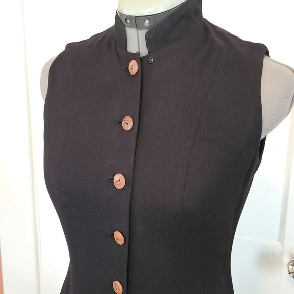 Vintage Claude Rene Black Linen Button Maxi Dress S- 4 - Picture 1 of 8